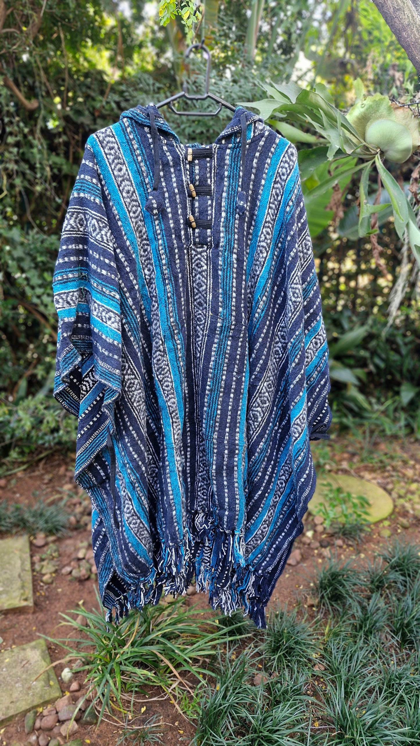 Long Hooded Cotton Poncho